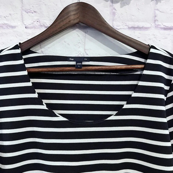 Gap Navy White Striped Fit and Flare Stretch Jersey Dress Large - Picture 5 of 8